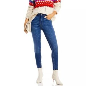 rag & bone Nina High Rise Ankle Skinny Raw Hem Jeans in Jasper Wash Size 27